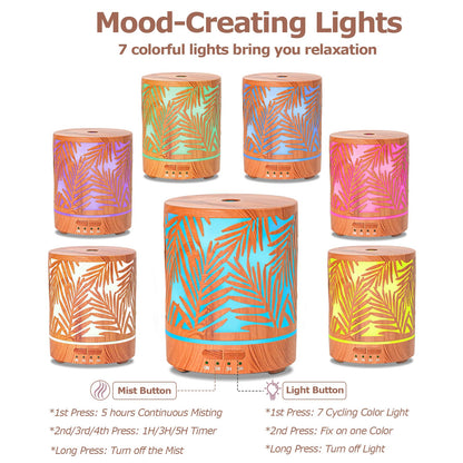 Essential Oil Diffuser – Metal Aromatherapy 300ML Ultrasonic Cool Mist for Large Rooms