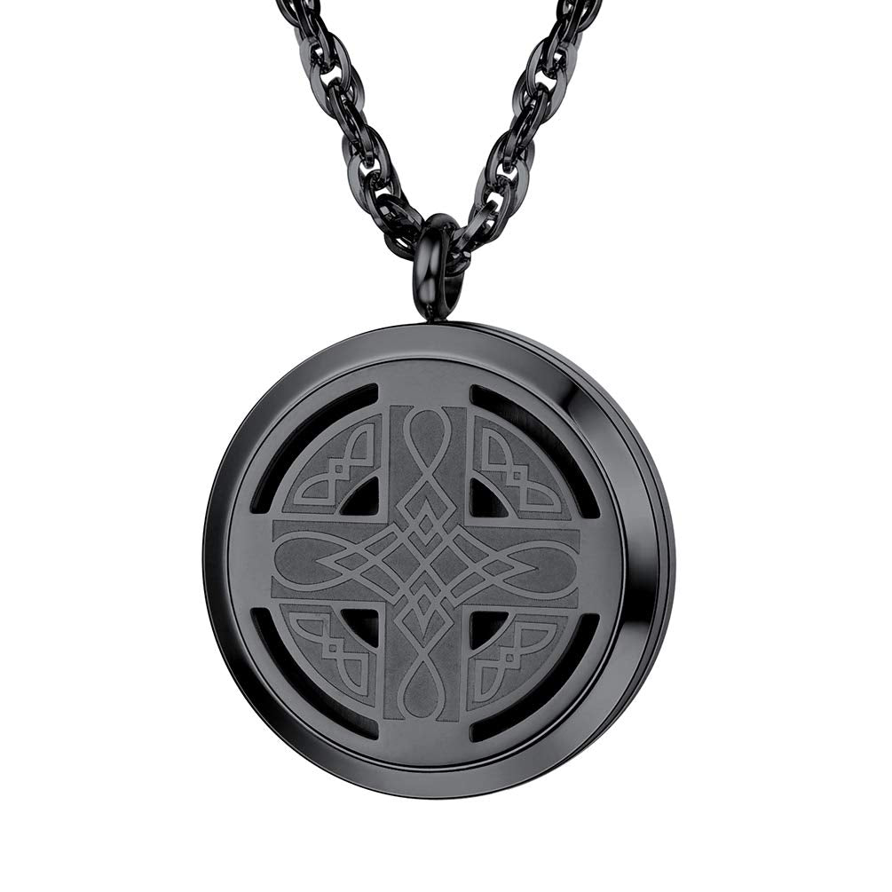 Diffuser Necklace Celtic Knot Cross Locket – Aromatherapy Pendant (Women & Men)