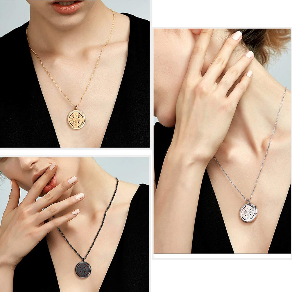 Diffuser Necklace Celtic Knot Cross Locket – Aromatherapy Pendant (Women & Men)
