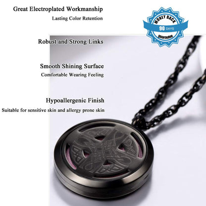Diffuser Necklace Celtic Knot Cross Locket – Aromatherapy Pendant (Women & Men)