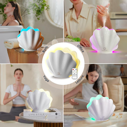 Essential Oil Diffuser 260ML – Shell Aroma Diffuser with Remote, 7-Color LED Night Light