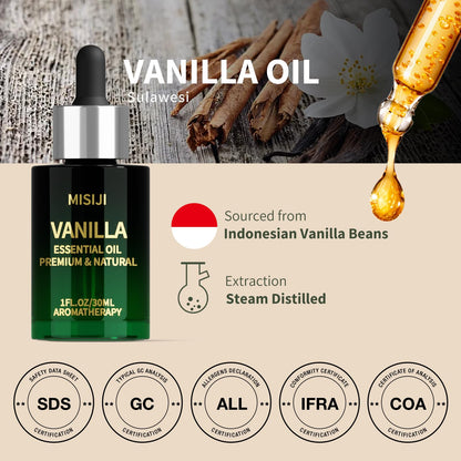MISIJI Hand-Picked Vanilla Essential Oils – Diffuser & Aromatherapy Oil (1 FL OZ)