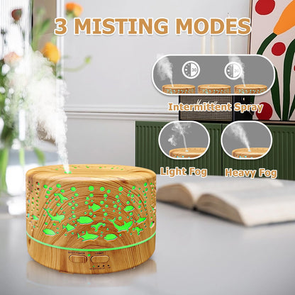 Large Room Essential Oil Diffuser 600ml with Remote Control 7 Colors 3 Mist Modes