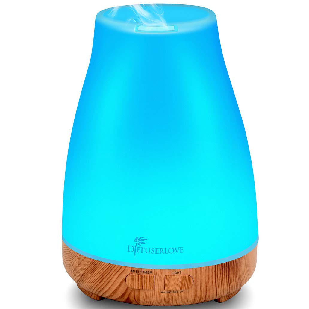 300ML Diffuser with Remote Control – Aromatherapy Diffuser with 7 Color LED Lights for Bedroom, Office, Yoga