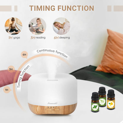Aromatherapy Diffuser 500ML – Ultrasonic Humidifier with Auto-Off & Cool Mist