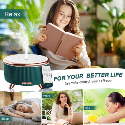 Diffusers for Essential Oils & Humidifiers 500ML – Large Room Aromatherapy Diffuser with 7 Color Lights, 3 Mist Modes & Remote Control
