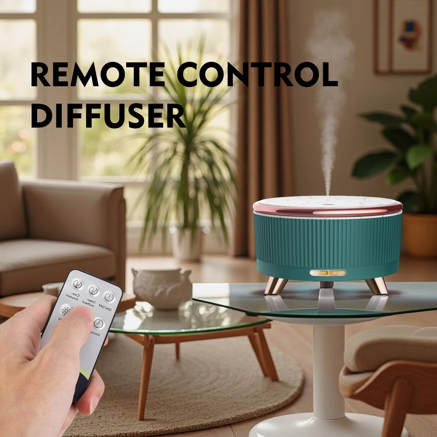 500ML Ultrasonic Essential Oil Diffuser with Remote – 7 Color Night Light & Auto Shut-Off