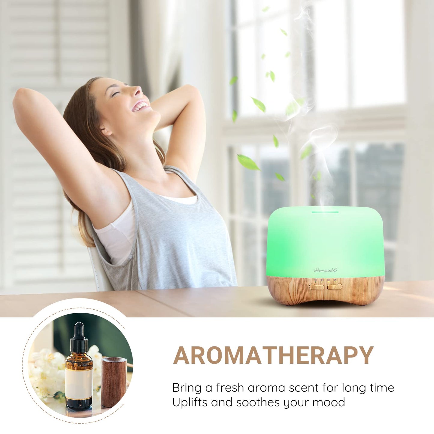 Aromatherapy Diffuser 500ML – Ultrasonic Humidifier with Auto-Off & Cool Mist