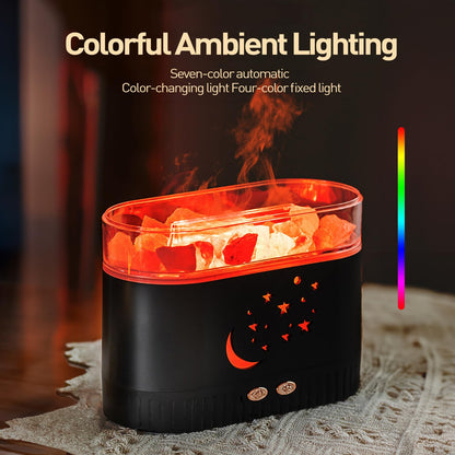 Himalayan Salt Lamp Diffuser 7-Color Flame • 200mL Humidifier & Aroma Diffuser