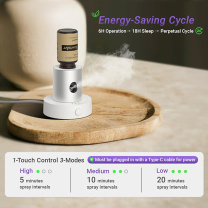 Mini Waterless Nebulizing Diffuser with Lavender Oil – Portable Silver