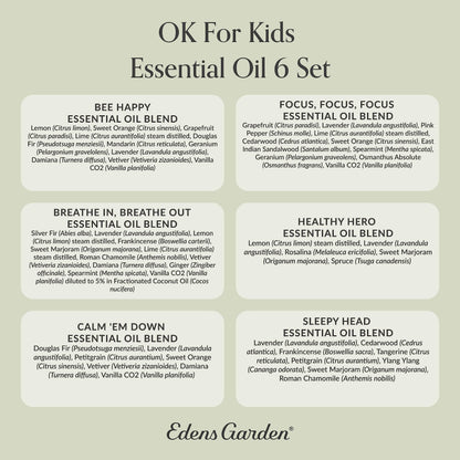 Edens Garden OK for Kids 6-Set Essential Oils — 100% Pure Therapeutic Grade, 10 ml