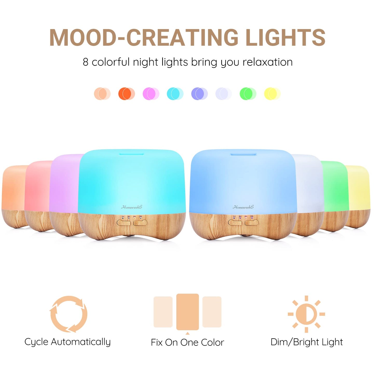 Aromatherapy Diffuser 500ML – Ultrasonic Humidifier with Auto-Off & Cool Mist