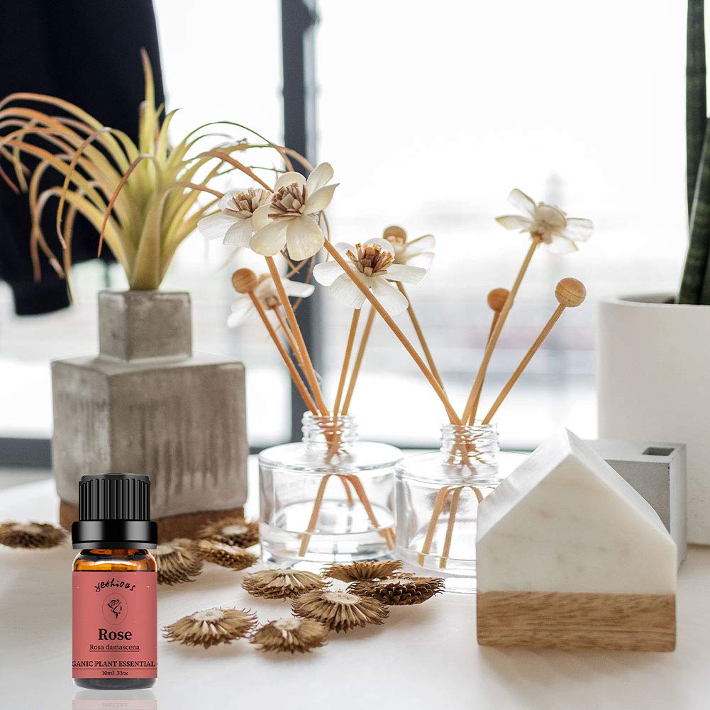 yethious Rose & Peony Essential Oils – Organic 2x10ml Gift Set for Diffuser, Skincare, Soaps & Candles