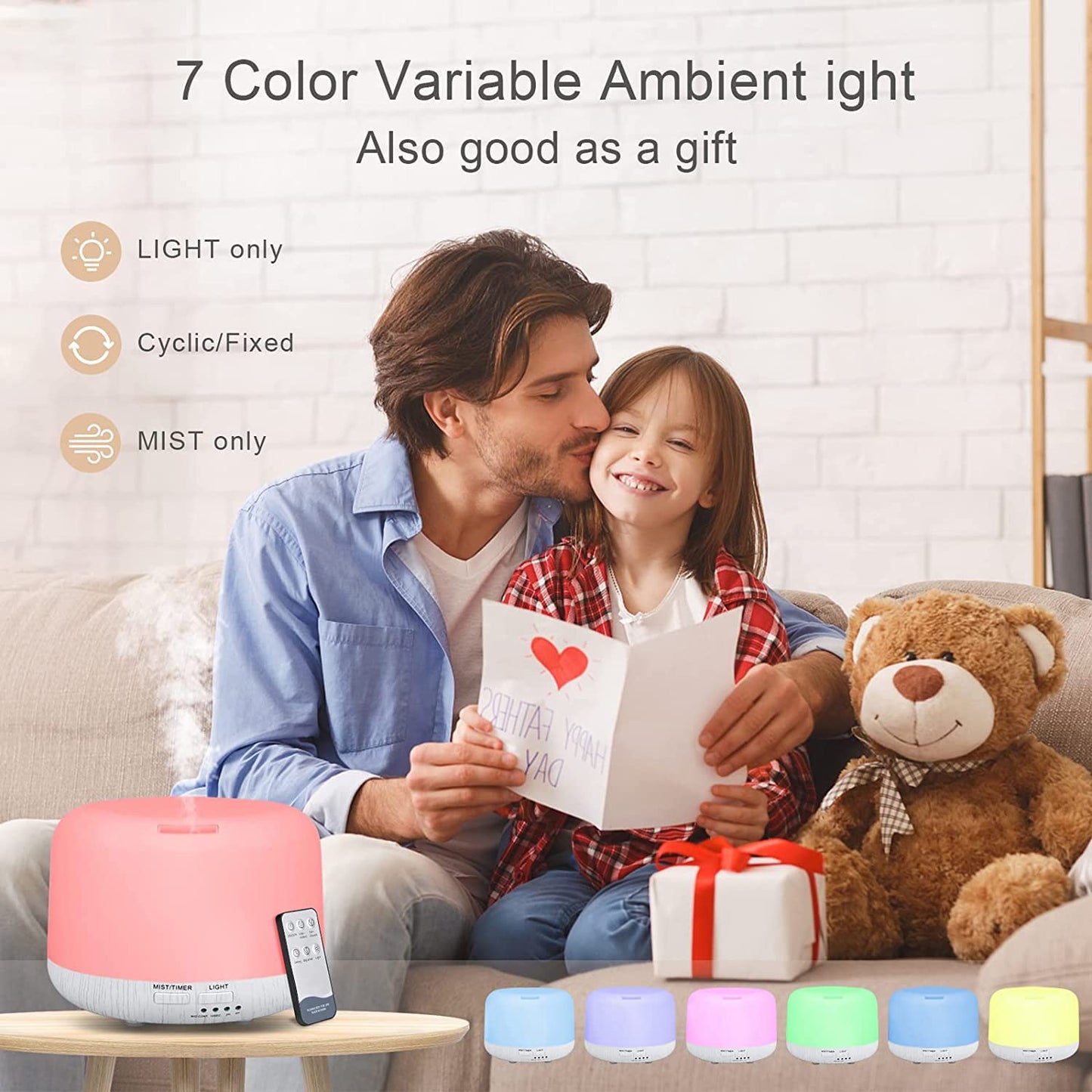 CHOUWEEK 300ml Aromatherapy Diffuser with Remote - Wood Grain Base, 14 LED Colors