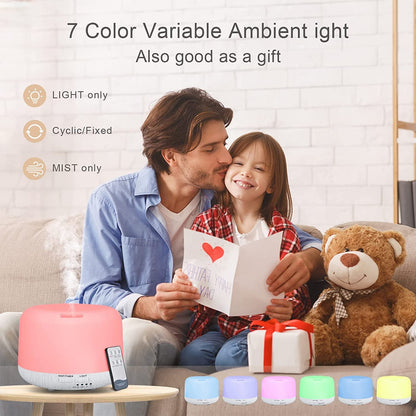 CHOUWEEK 300ml Aromatherapy Diffuser with Remote - Wood Grain Base, 14 LED Colors