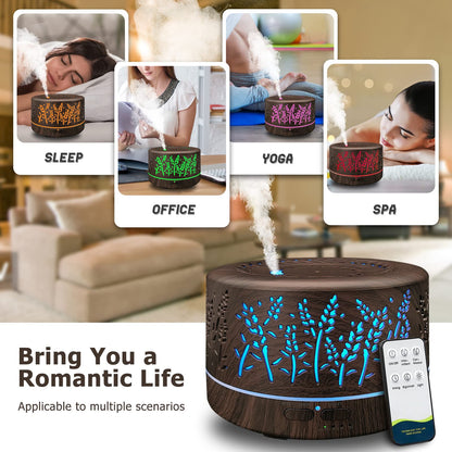 Essential Oils Diffuser Large Room 600ml – 7 Color Lights & Remote