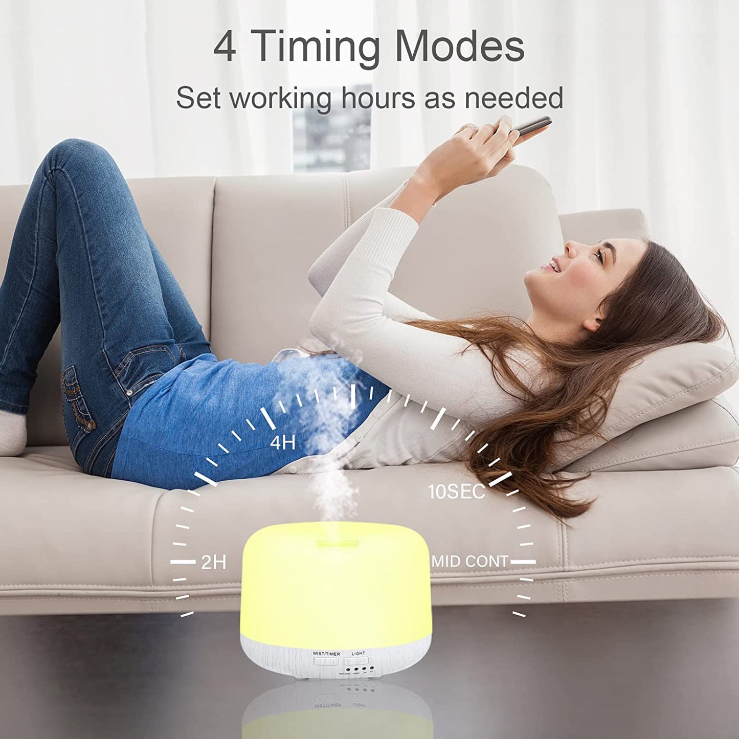 CHOUWEEK 300ml Aromatherapy Diffuser with Remote - Wood Grain Base, 14 LED Colors
