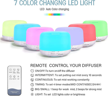 CHOUWEEK 300ml Aromatherapy Diffuser with Remote - Wood Grain Base, 14 LED Colors