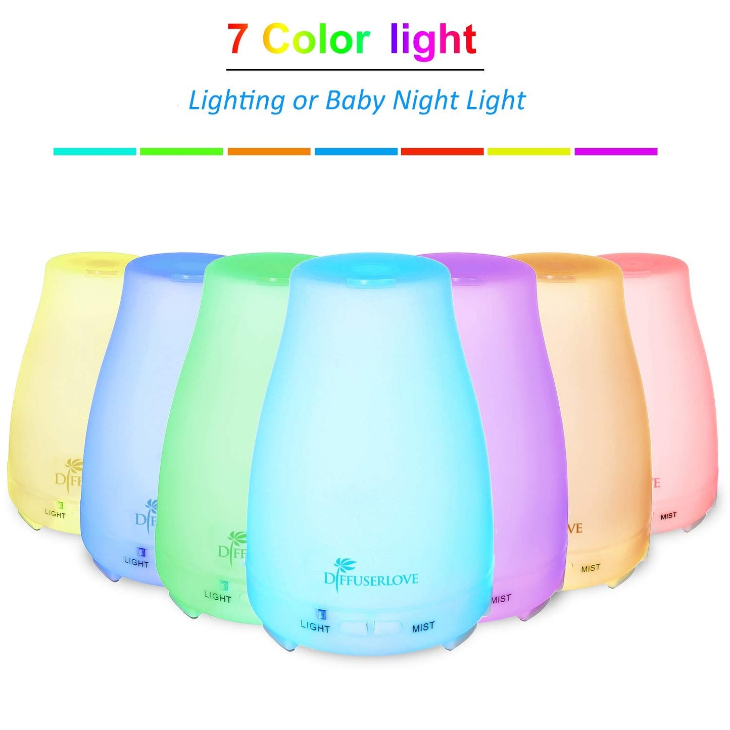 Diffuserlove Diffuser 2 Pack - 200ML Remote Control Ultrasonic Aromatherapy Diffusers
