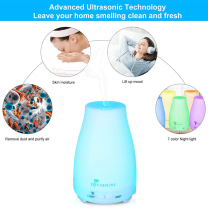Diffuserlove Diffuser 2 Pack - 200ML Remote Control Ultrasonic Aromatherapy Diffusers