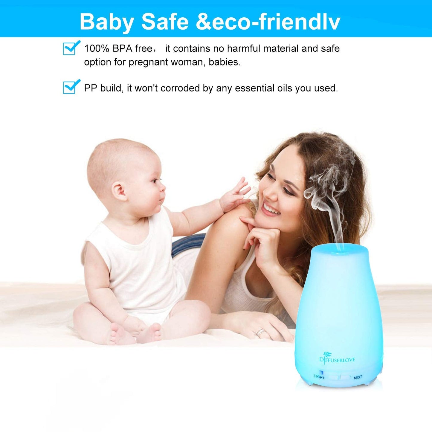 Diffuserlove Diffuser 2 Pack - 200ML Remote Control Ultrasonic Aromatherapy Diffusers