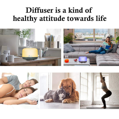 Diffuserlove 500ML Essential Oil Diffuser – 7 Color LED Lights, 7-Hour Mist, Auto Shut-Off