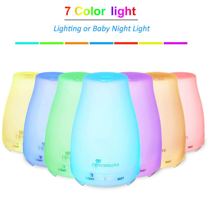 Diffuserlove 200ML Essential Oil Diffuser — Remote Control Ultrasonic Mist, BPA-Free Aromatherapy with 7 Color Lights