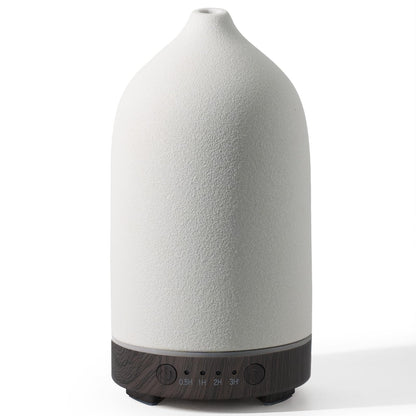 Diffuserlove Ceramic Diffuser 160ML – Aromatherapy Essential Oil Diffuser (Black Wood Base)