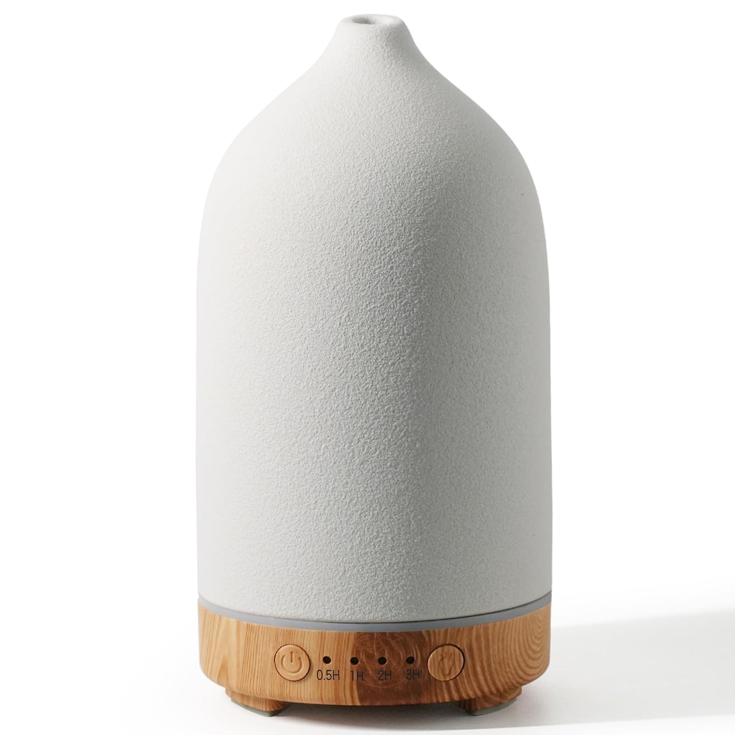 Diffuserlove Ceramic Essential Oil Diffuser 160ML – Auto Shut-Off, 7-Color LED, Quiet Humidifier (Yellow Wood Pattern)