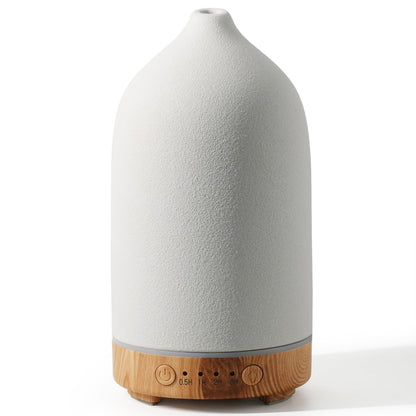 Diffuserlove Ceramic Essential Oil Diffuser 160ML – Auto Shut-Off, 7-Color LED, Quiet Humidifier (Yellow Wood Pattern)