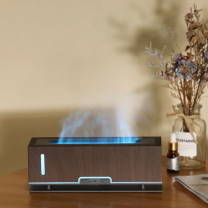 Diffuserlove Flame Diffuser 200ml – Realistic Flame Aroma Diffuser for Bedroom (Dark Brown)