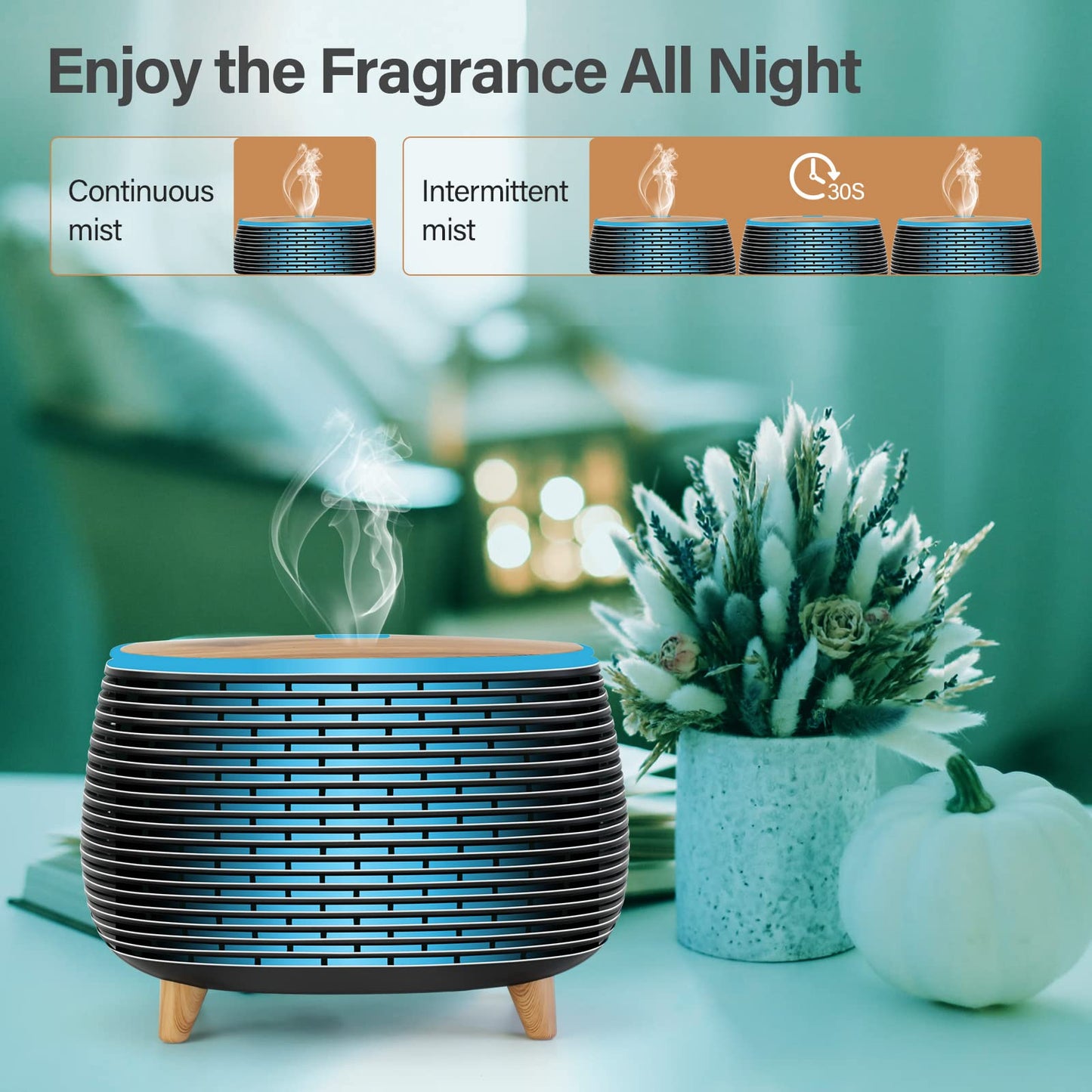 Diffuserlove 400ML Essential Oil Diffuser – 7 Color Lights