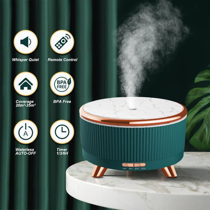 Diffusers for Essential Oils Large Room - 500ml Aromatherapy Diffuser with Remote, 7 Color Lights, 3 Mist Modes, Auto Off