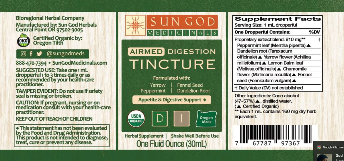 ORGANIC DIGESTION Herbal Tincture - Support your Natural Digestive Efficiency