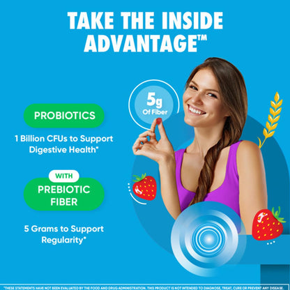 Digestive Advantage Strawberry Prebiotic Fiber Gummies with Probiotics – 60 Count 2-Pack