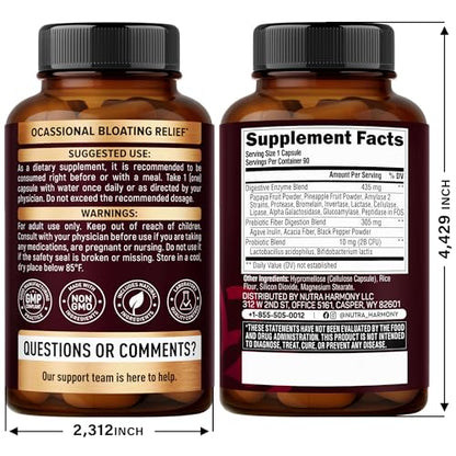 Digestive Enzymes for Women - Multi Digestive Enzymes | Papaya | Bromelain | Probiotic & Prebiotics - Gut & Digestion Support, Bloating Relief - Vegan, Lab Tested - Made in USA - 90 Capsules, One/Day