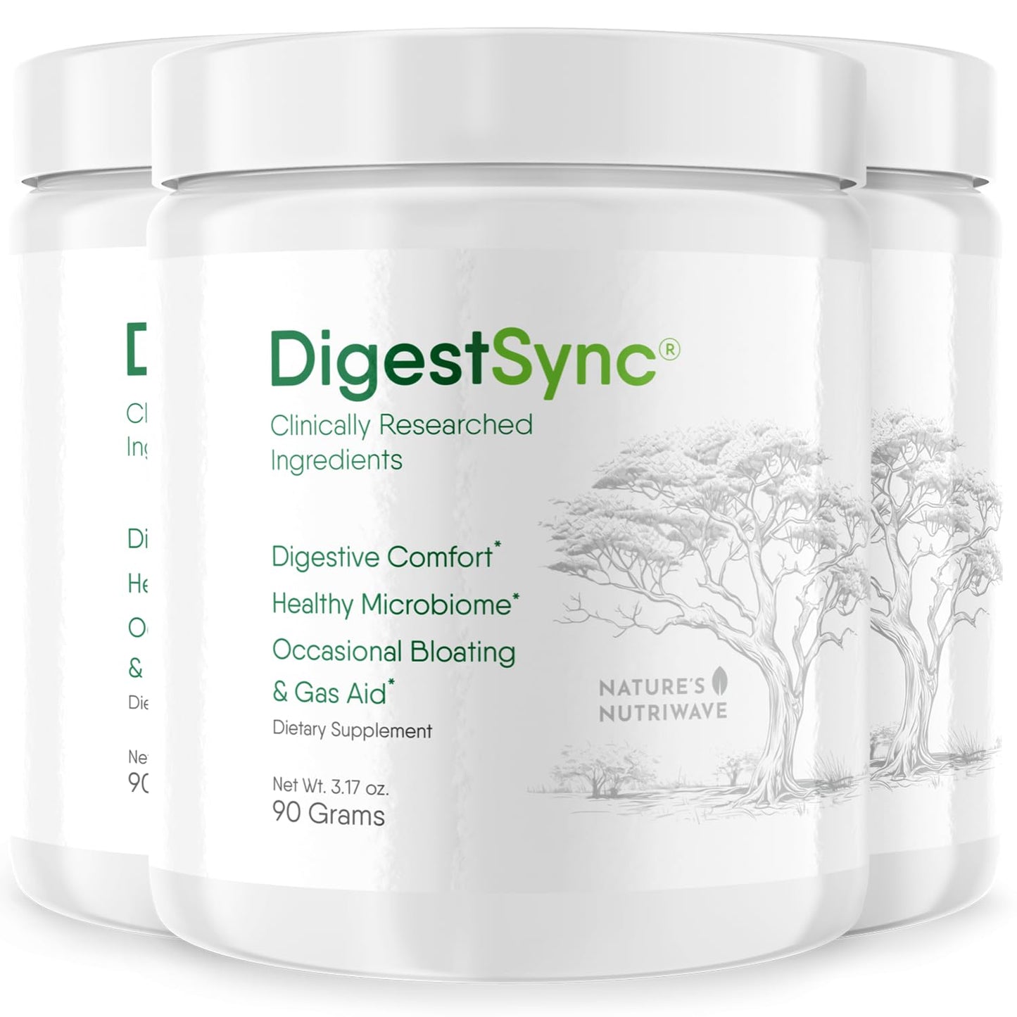 DigestSync by Nature’s NutriWave – Natural Digestive Health Powder (Bloating Relief) | 3-Month Supply