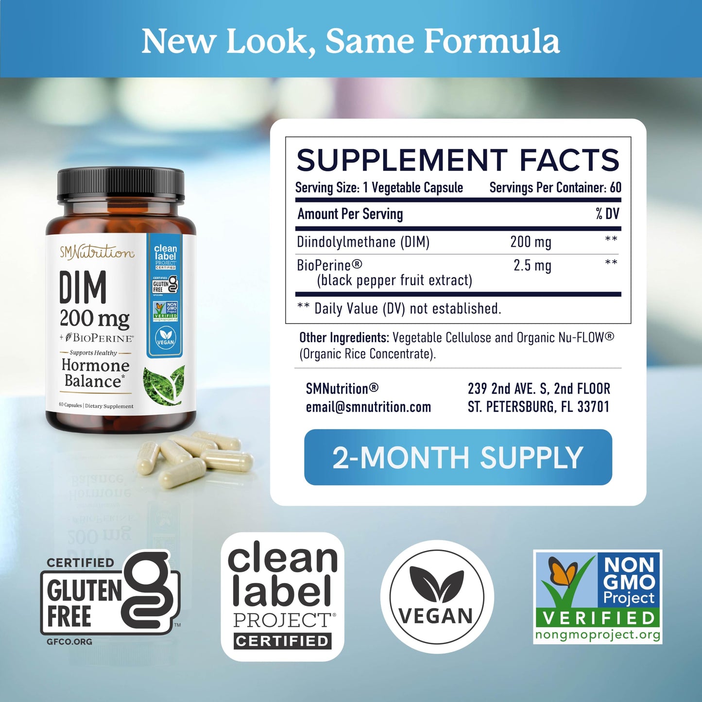 DIM 200 mg – Estrogen Balance for Women & Men | Clean Label Project Certified, Vegan & Soy Free | 60 Ct