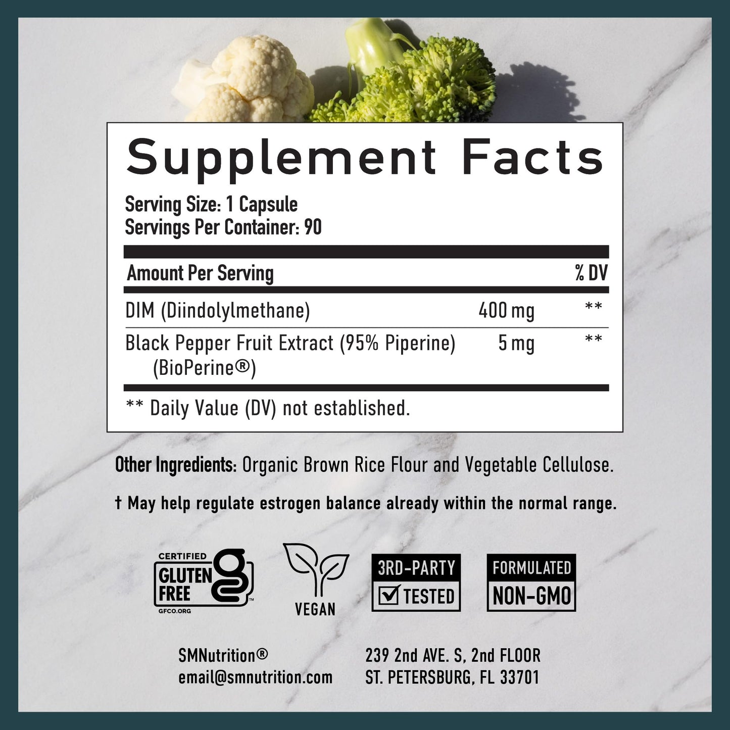 DIM 400mg Extra Strength - Hormone Balance for Men & Women | SMNutrition | 90 Ct