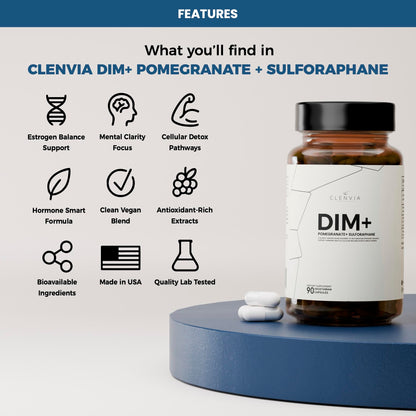 DIM 150 mg with Pomegranate & Sulforaphane – Estrogen Support for Women & Men | 90 Capsules (Vegan, Non-GMO)