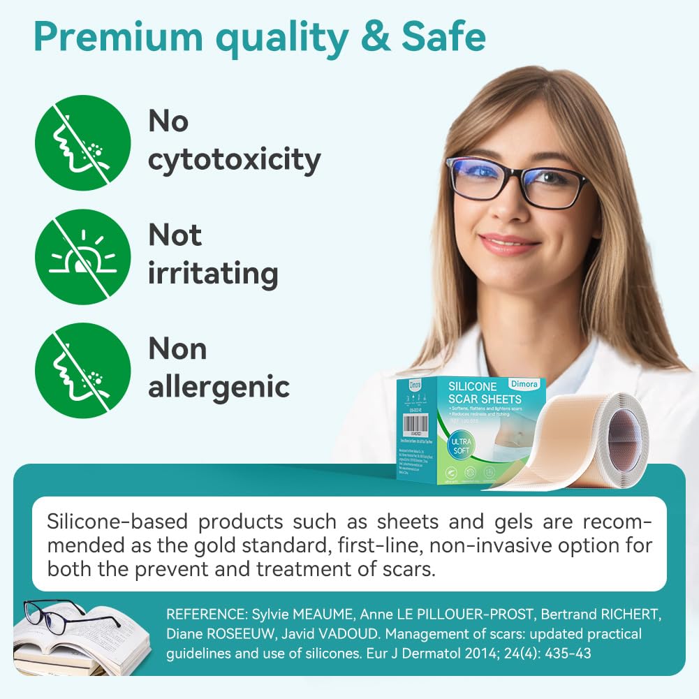 Dimora Medical Grade Silicone Scar Sheets - Ultra Soft Waterproof Scar Tape (1.6x120 Roll)