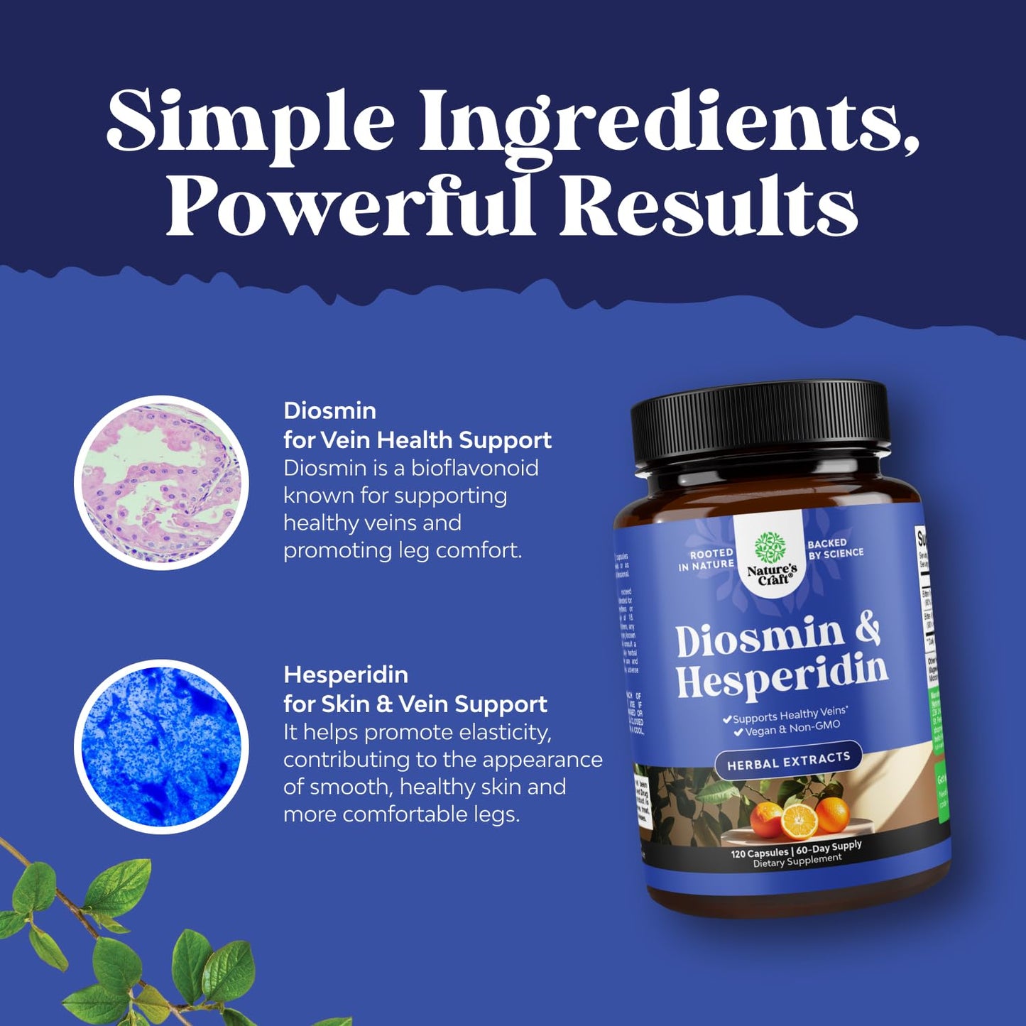 Diosmin Hesperidin 1000mg Complex for Circulation - Vein Support