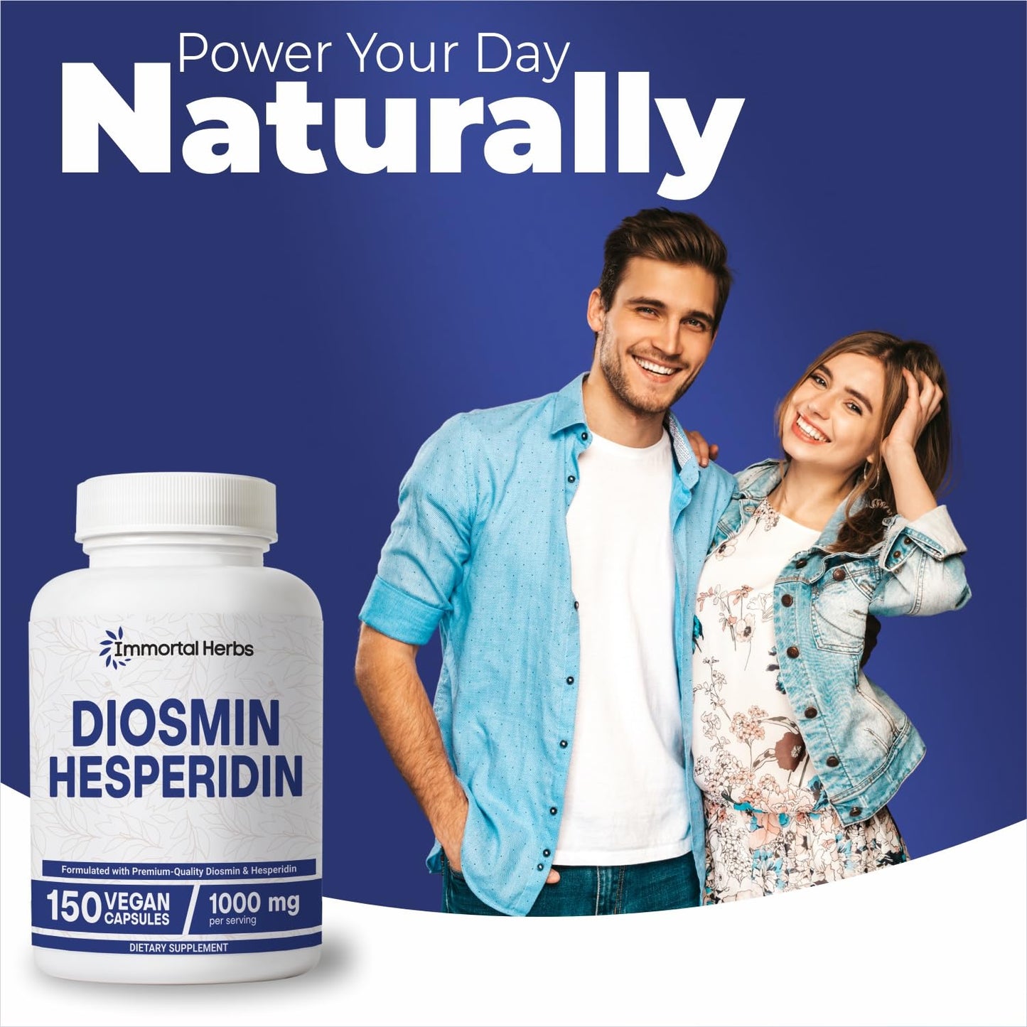Immortal Herbs Diosmin Hesperidin 1000mg Complex – 150 Vegan Capsules | Gluten Free & Non-GMO