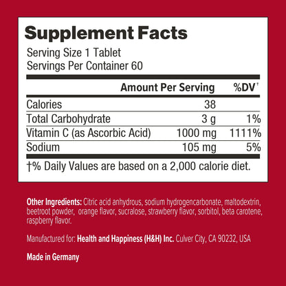 Swisse Effervescent Vitamin C 1000mg | Immune Support Dissolvable Tablets | 60 Count