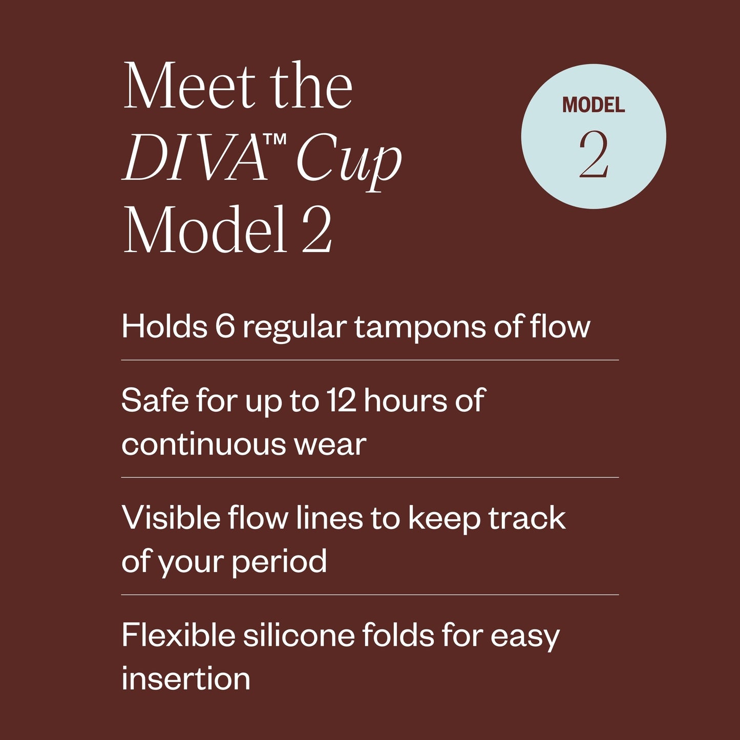 DIVA Cup Model 2 | Medical Grade Silicone Reusable Period Cup With Enamel Pin (Up to 12 Hours)