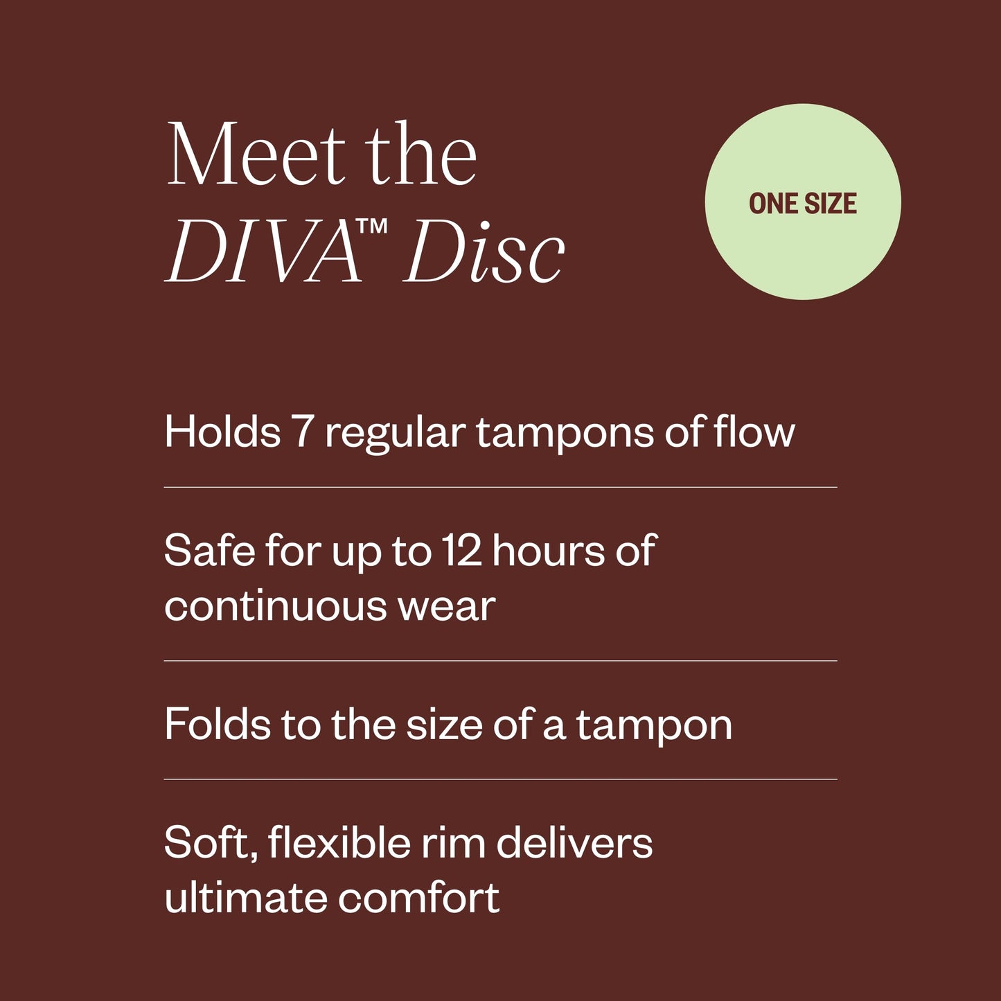 Diva Disc by DivaCup – Reusable Menstrual Disc, Leakproof Shield, 12-Hour Wear (Holds 7 Tampons)
