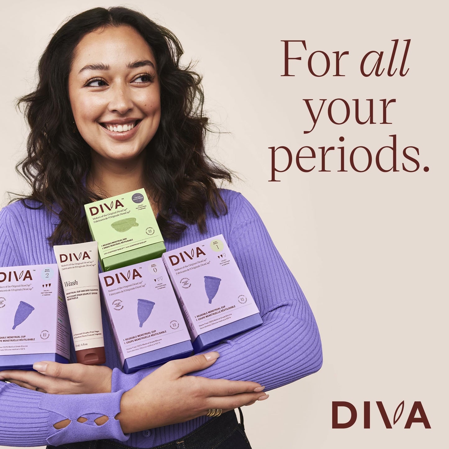 DivaCup Model 2 Menstrual Cup - 100% Medical-Grade Silicone & Reusable