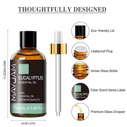 Eucalyptus Essential Oil – MAYJAM 3.38 fl oz Large Bottle Pure Essential Oil for Diffuser, Skincare & Hair Care