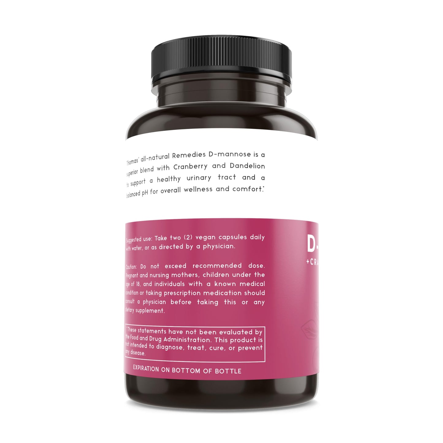 Thomas' All-Natural D-Mannose 1200mg with Cranberry & Dandelion | UTI Health Support | Vegan
