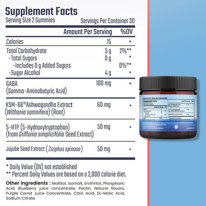 Dobel GABA Gummies with KSM-66 Ashwagandha & 5-HTP – Calming, Sugar-Free, Vegan